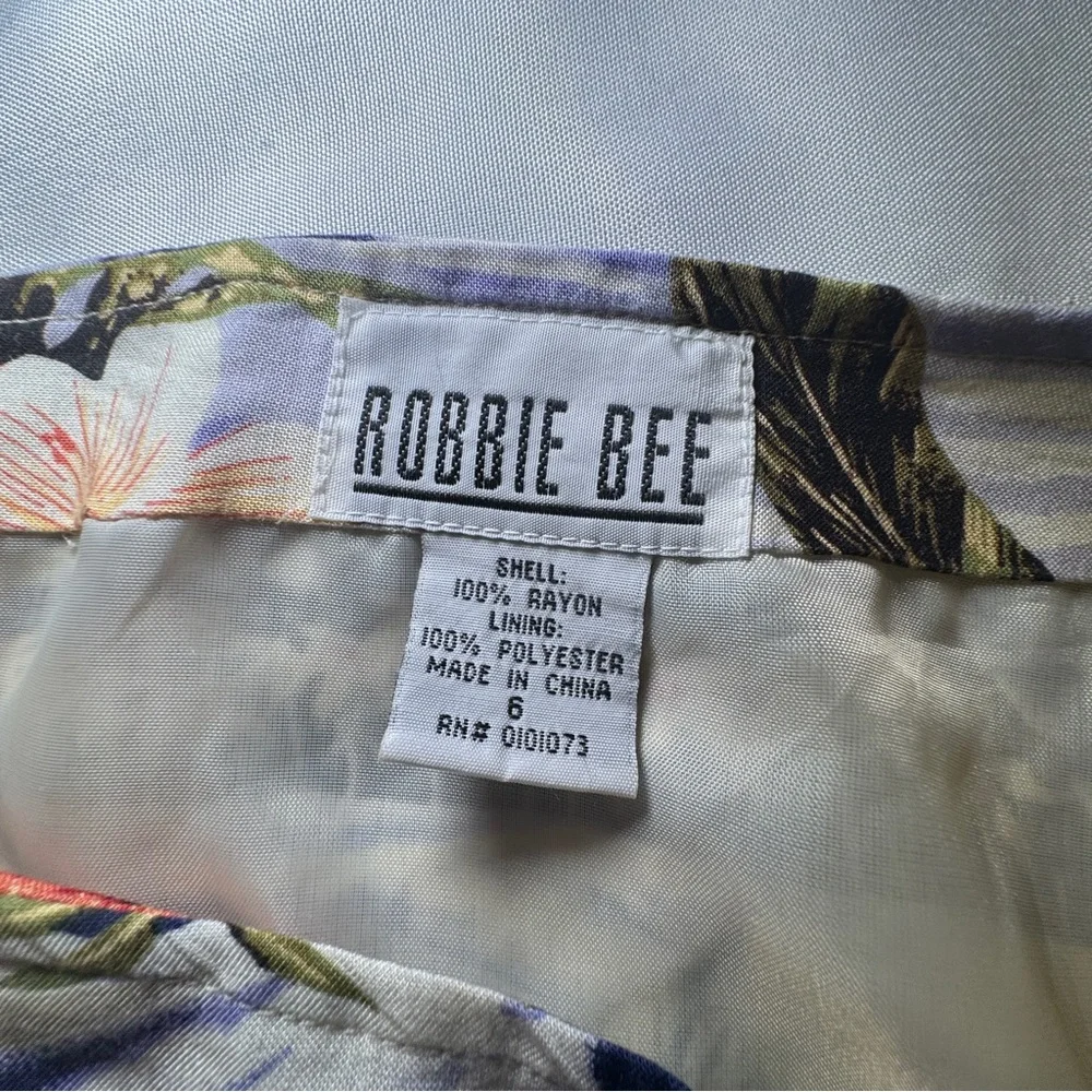 Vintage Robbie‎ Bee Hawaiian Skirt 90s Maxi Faux Wrap Floral Lined Tie Waist